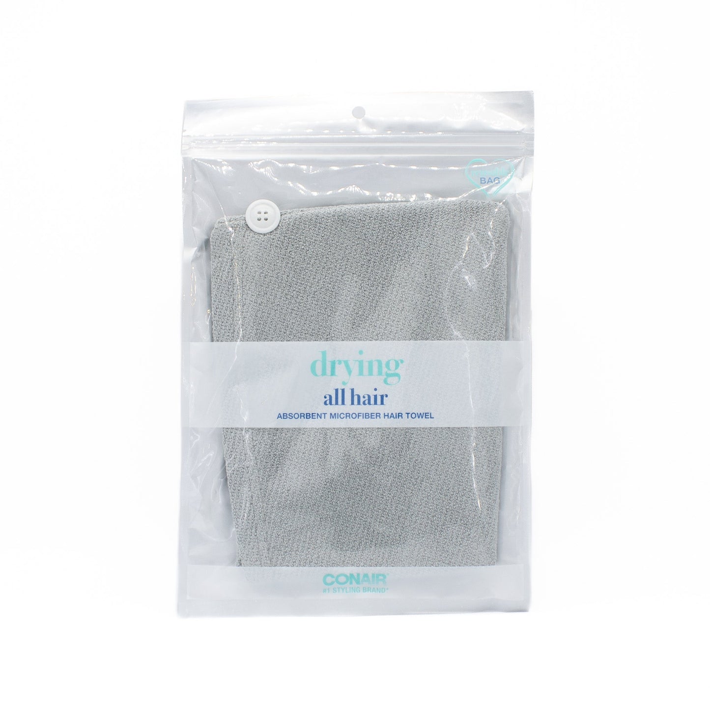 Conair All Hair Absorbent Microfiber Towel Grey - New