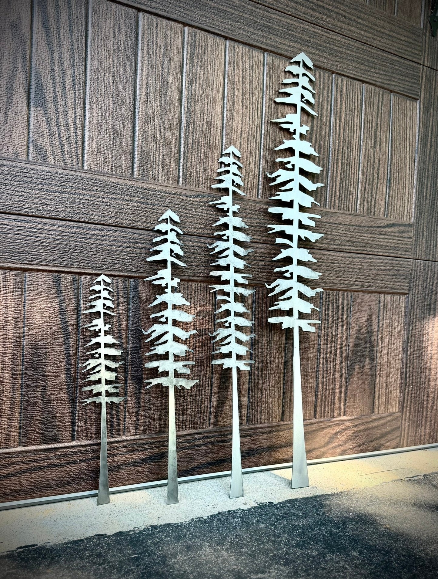 DISCOUNTED - XL Raw Steel Pine Trees - Wall Art