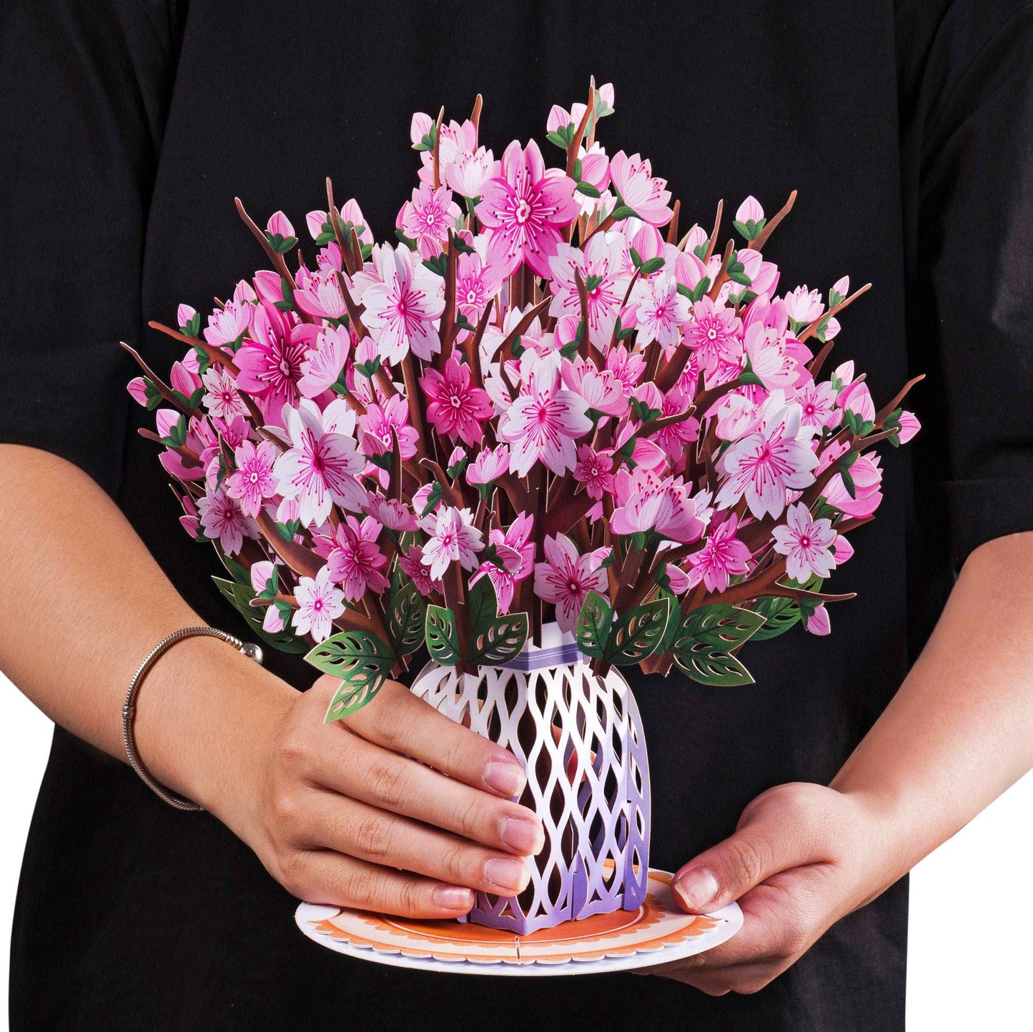 HugePop Cherry Blossom Pop Up Flower Bouquet with Detachable Flowers
