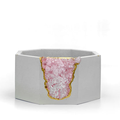 ROSE QUARTZ GEODE PLANTER