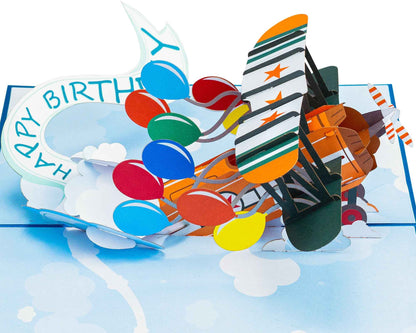 Happy Birthday Biplane Pop Up Card