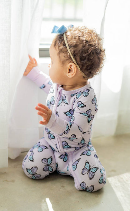 Purple Butterflies Zippy | Convertible Bamboo Zip-Up Romper PJ 🦋💜