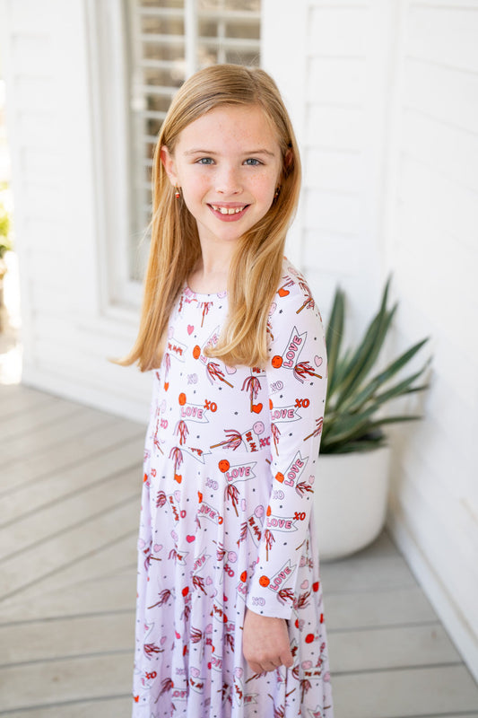 Valentine's Hearts | Long Sleeve Twirl Dress