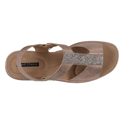 Women's Elissa Rose Gold Embellished Wedge Sandals