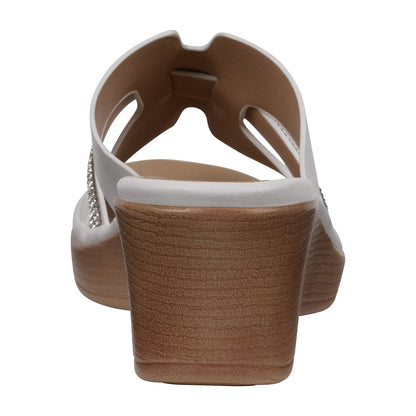 Women's Frances White Embellished Wedge Sandals