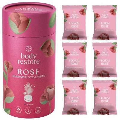 Body Restore Shower Steamers with 100% Natural Essential Oil Rose Shower 6ct - New