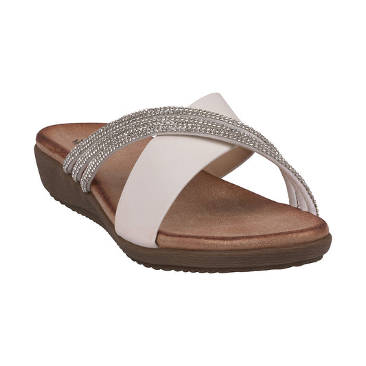 Women's Iris White Embellished Asymmetrical Flat Sandals