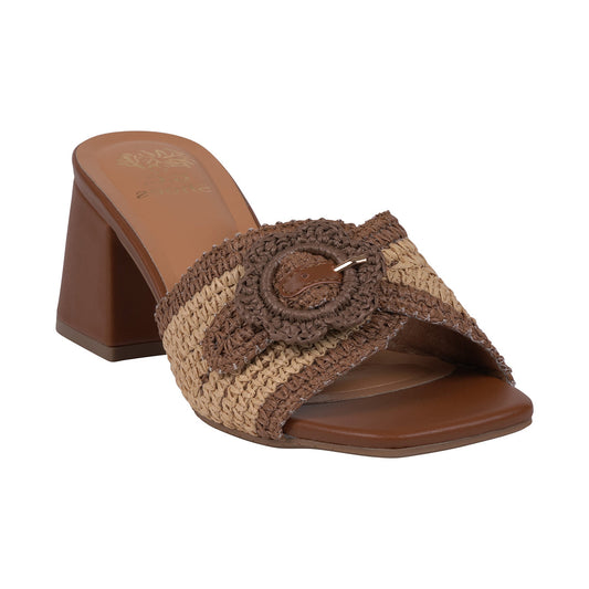Women's Liza Brown Woven Heeled Sandals