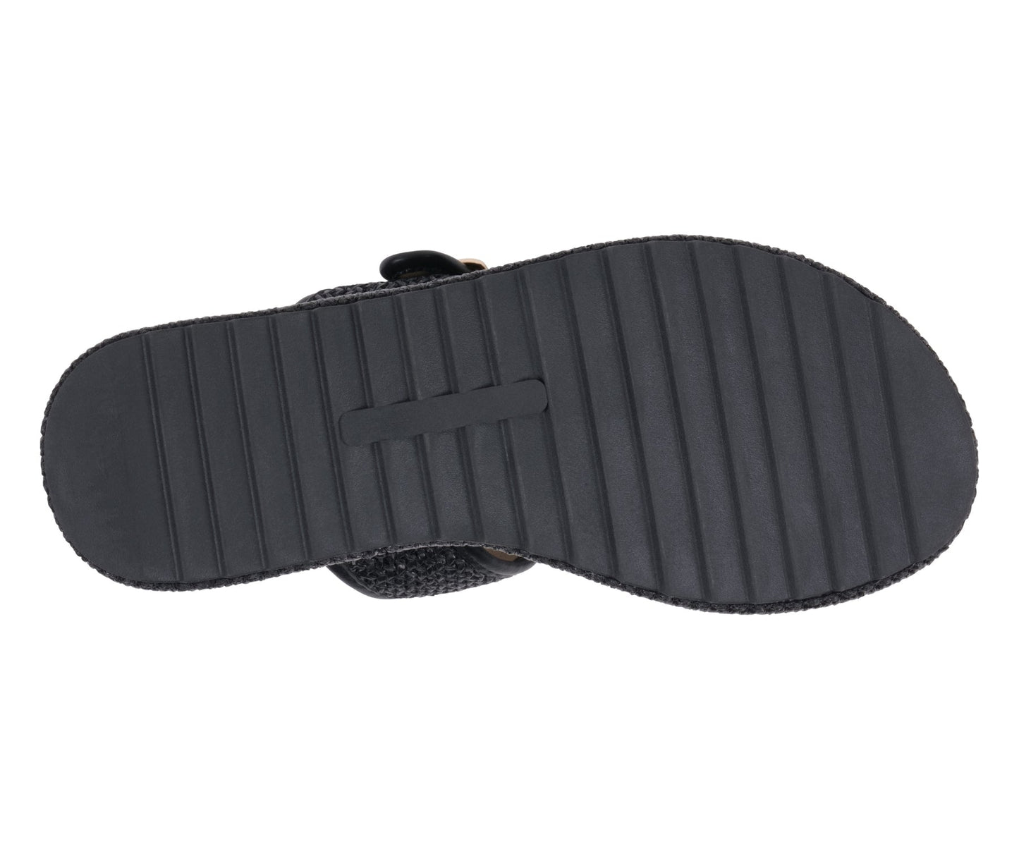 Lorena Black Woven Double Band Slide Platform Sandals