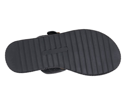Lorena Black Woven Double Band Slide Platform Sandals