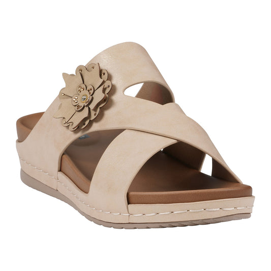 Women's Nessie Gold Flower Comfort Sandals