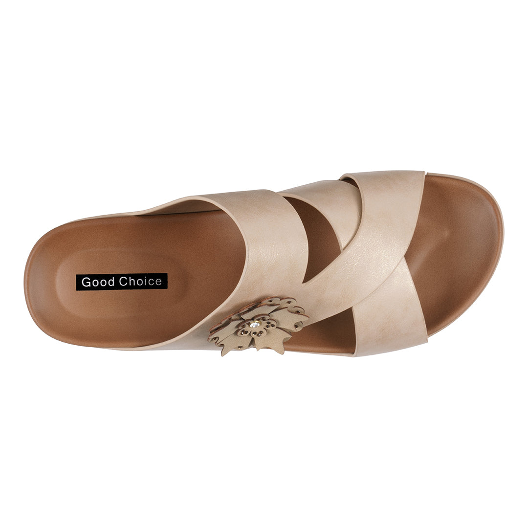 Women's Nessie Gold Flower Comfort Sandals