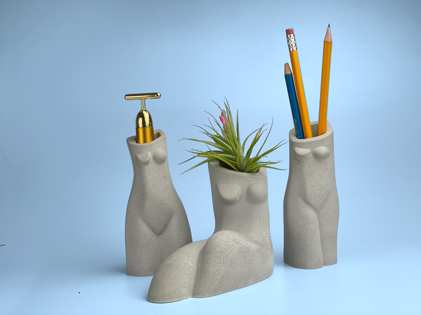 SET OF 3 AIR PLANT HOLDERS, Female Body Vase