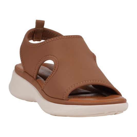 Women's Romy Brown Stretch Lycra Wedge Sandals