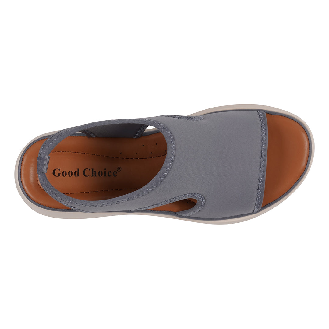Women's Romy Grey Stretch Lycra Wedge Sandals