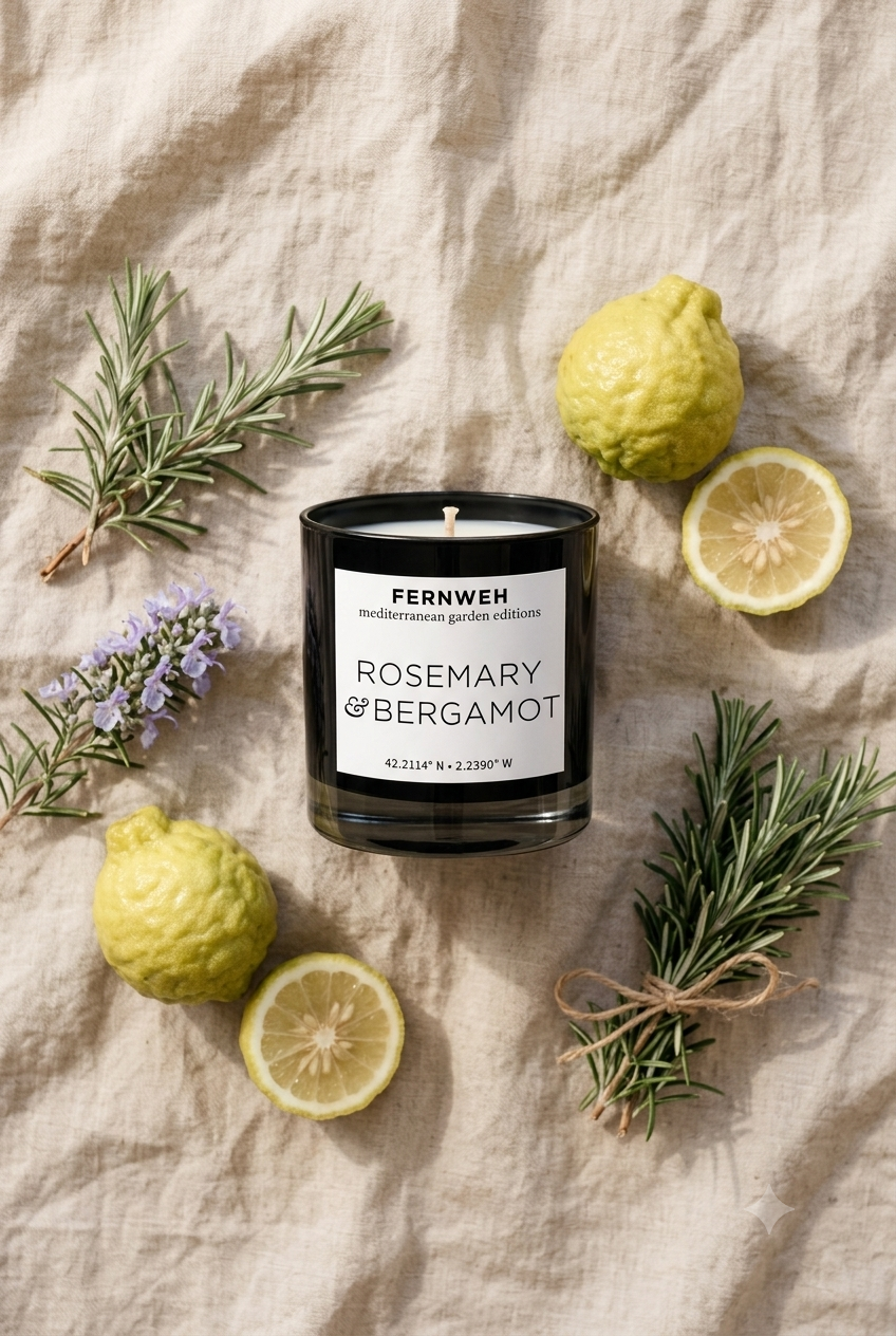 Rosemary & Bergamot Scented Soy Candle