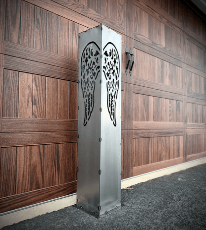 Angel Wing Solar Luminary Pillar - Steel
