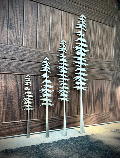 DISCOUNTED - XL Raw Steel Pine Trees - Wall Art