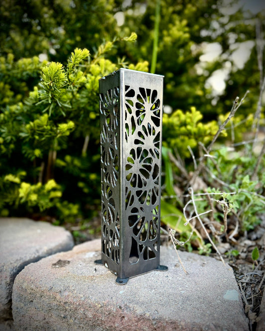 Floral Burst Steel Luminary Pillar | Multiple Sizes