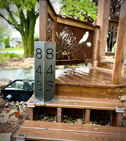 Home Address Solar Pillar Light - Steel