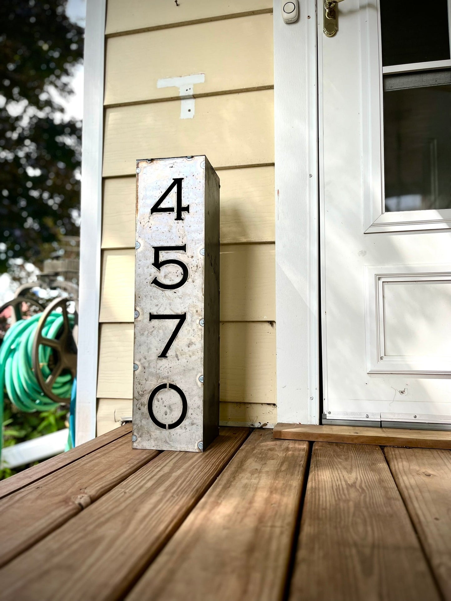 Home Address Solar Pillar Light - Steel