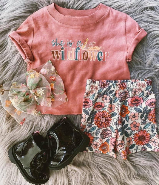 Mini- SHE IS A WILDFLOWER TEE