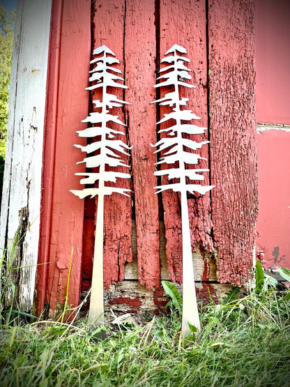 XL Polished Metal Pine Tree Wall Art